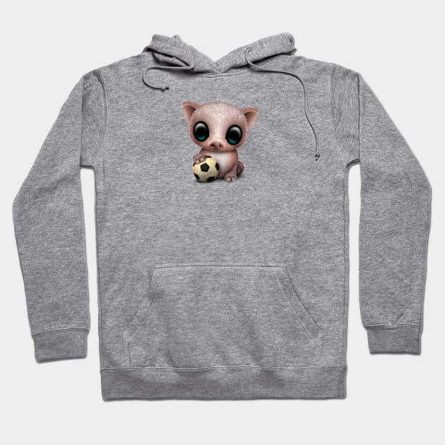 Cute Baby Pig With Football Soccer Ball Hoodie by jeffbartels